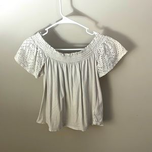 White off the shoulder eyelet sleeve
